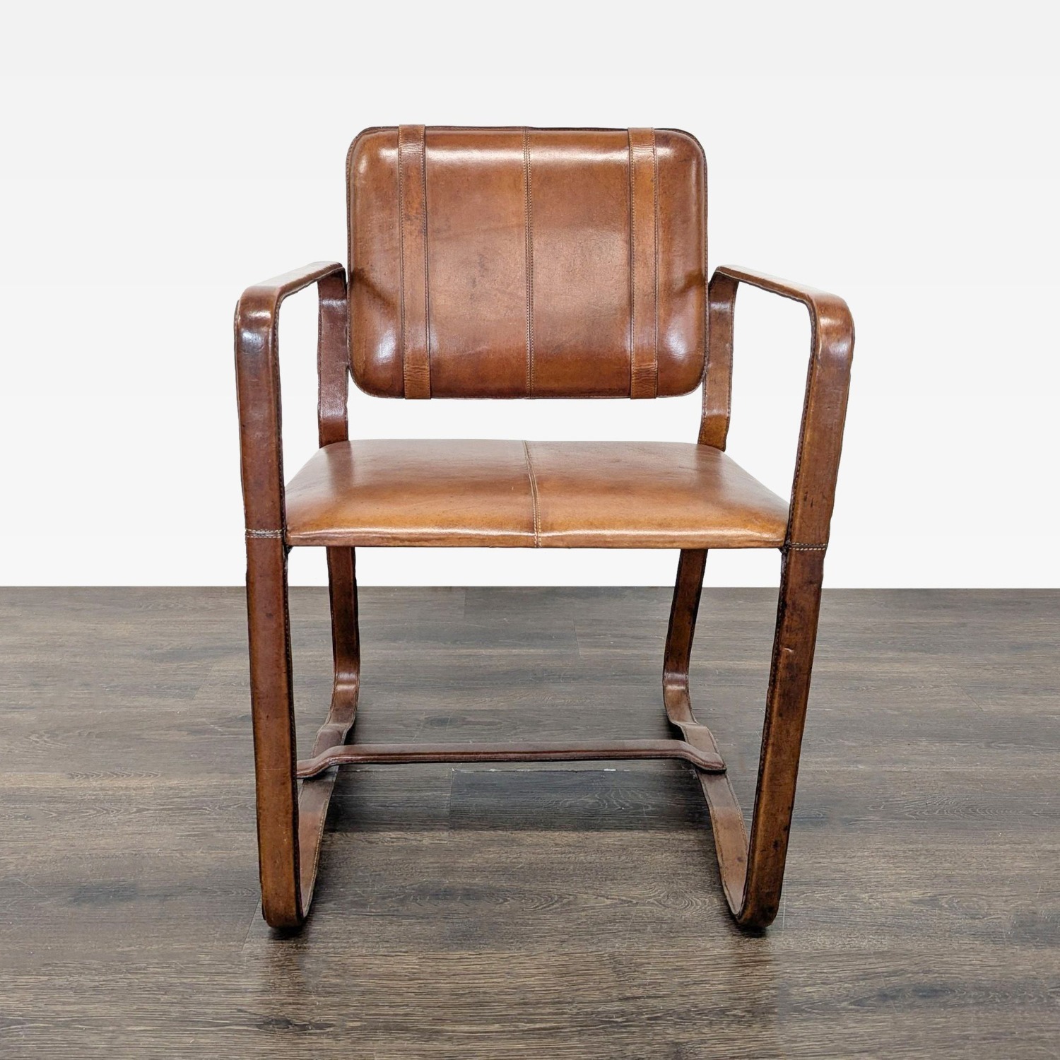 Brown Leather Buckle Lounge Chair  - image-6