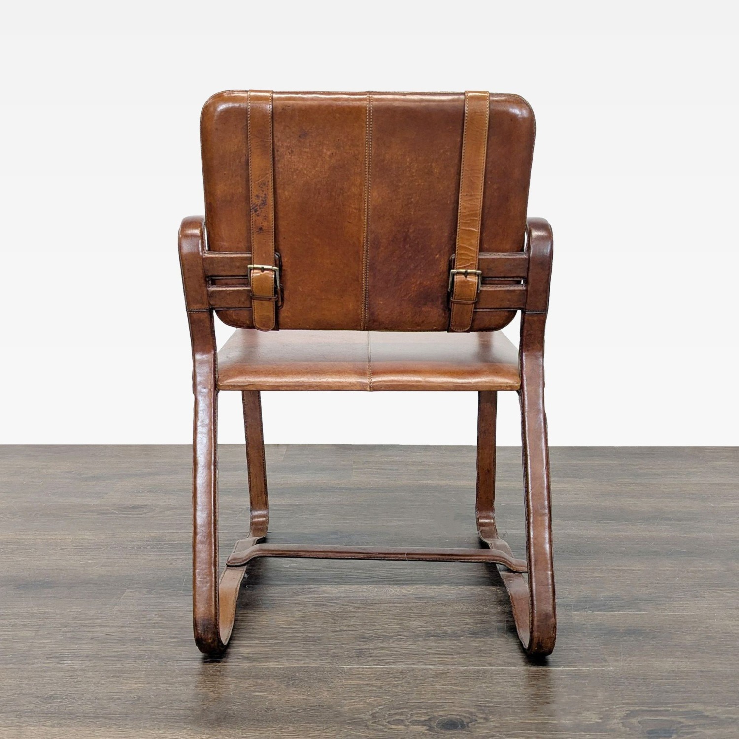 Brown Leather Buckle Lounge Chair  - image-2