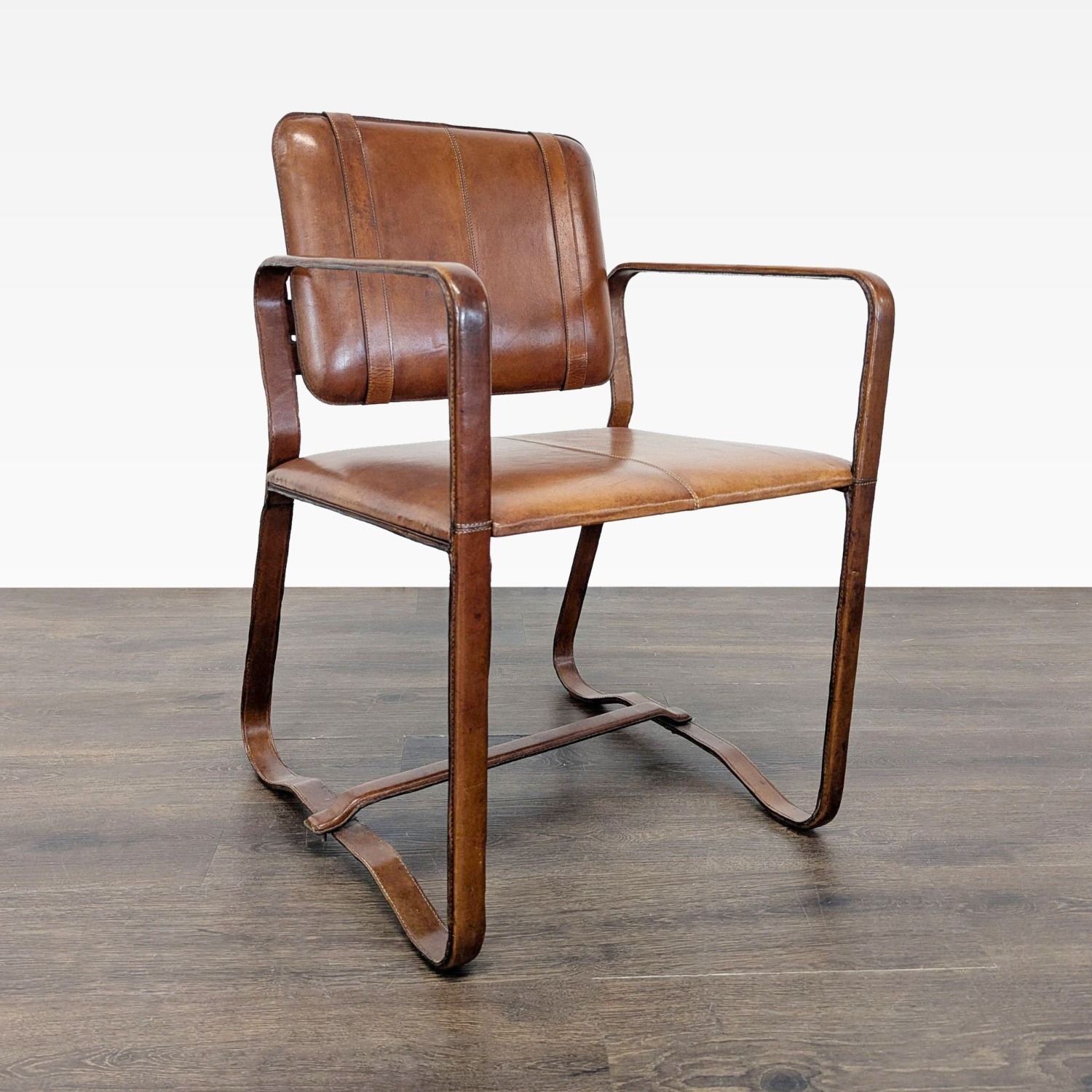 Brown Leather Buckle Lounge Chair  - image-5