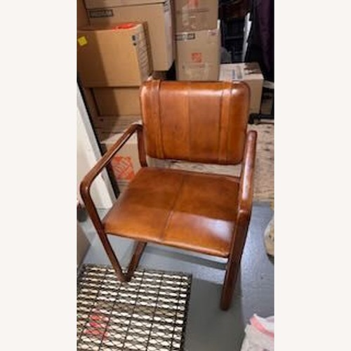 Used Brown Leather Buckle Lounge Chair  for sale on AptDeco