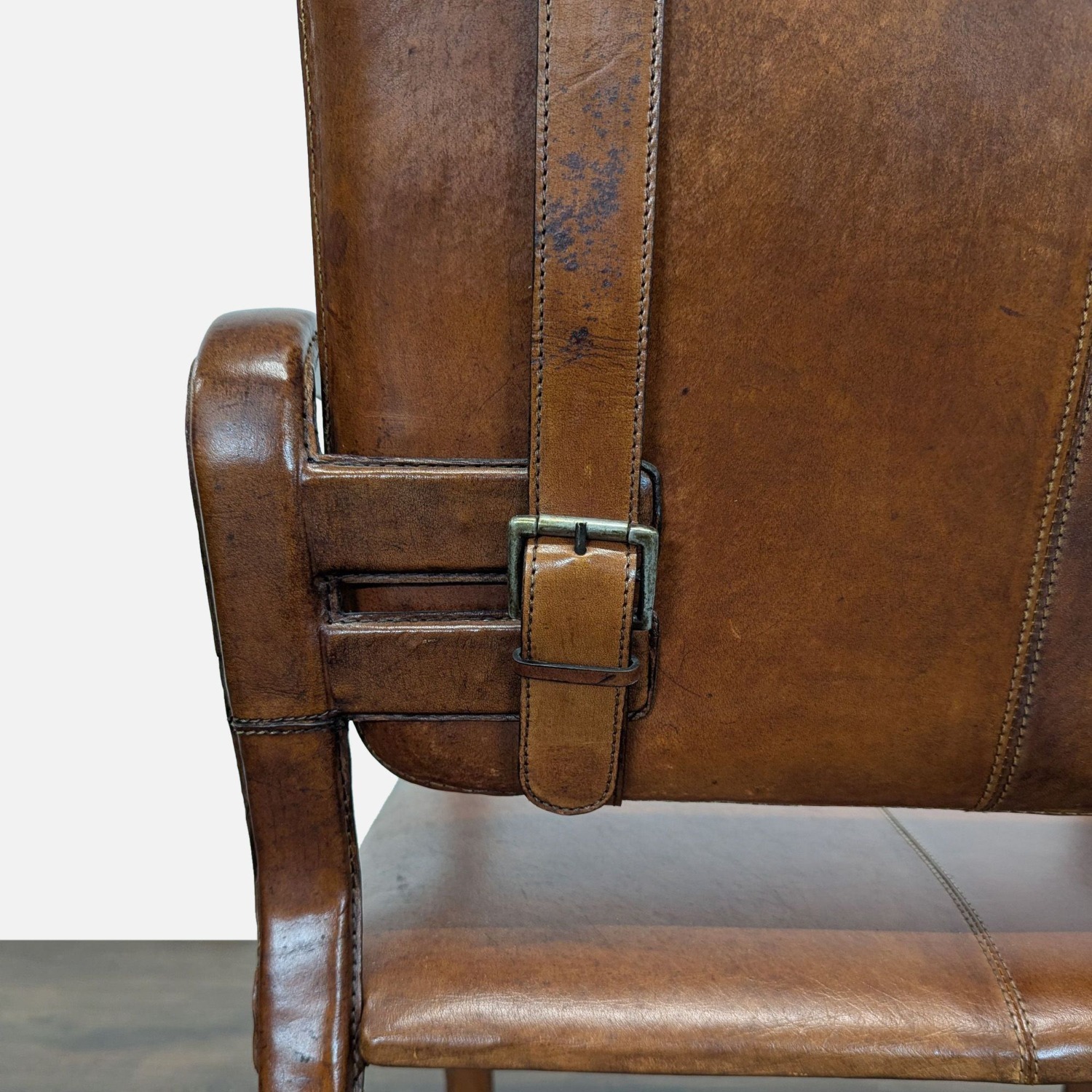 Brown Leather Buckle Lounge Chair  - image-3