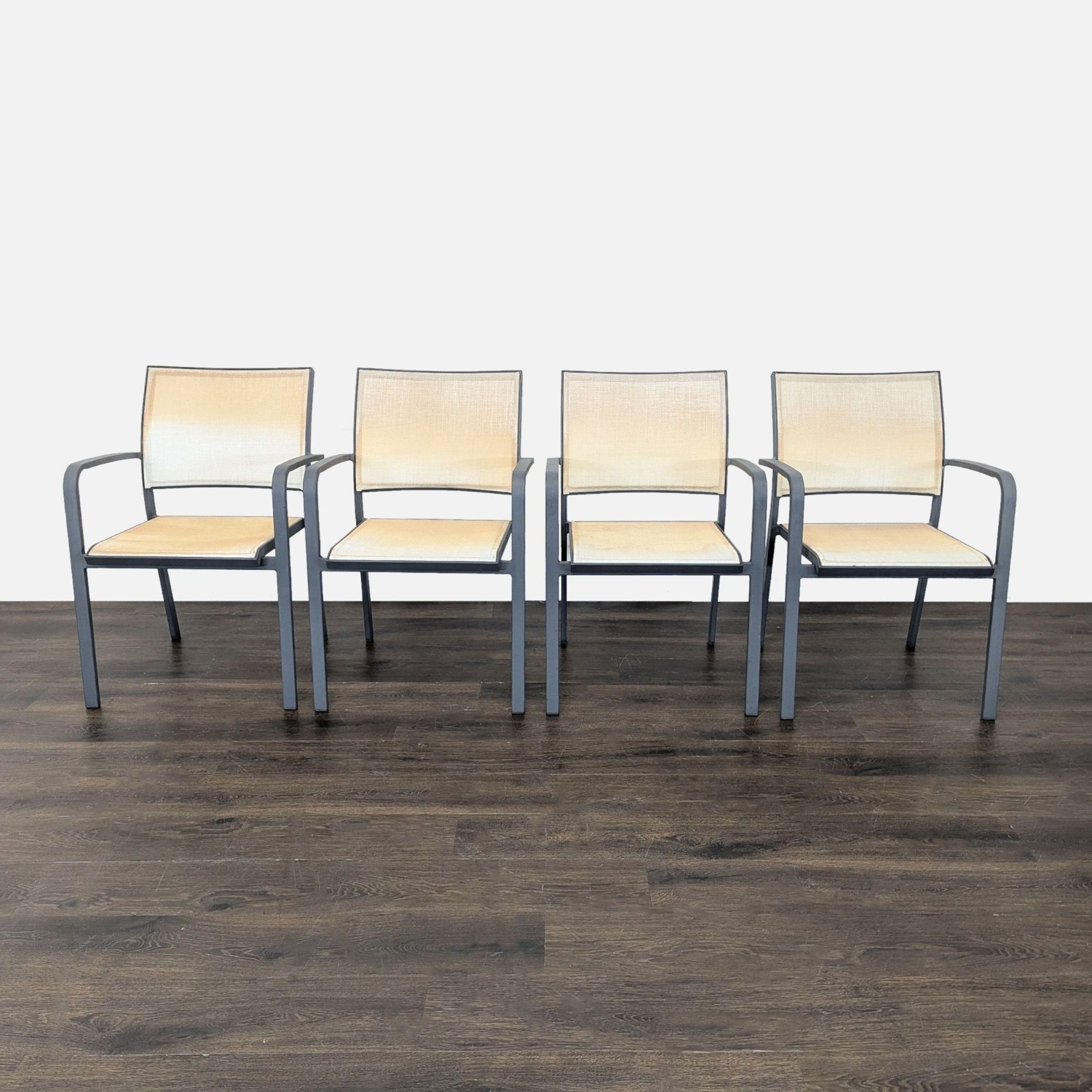 Set of 4 Modern Beige Mesh Armchair  - image-6