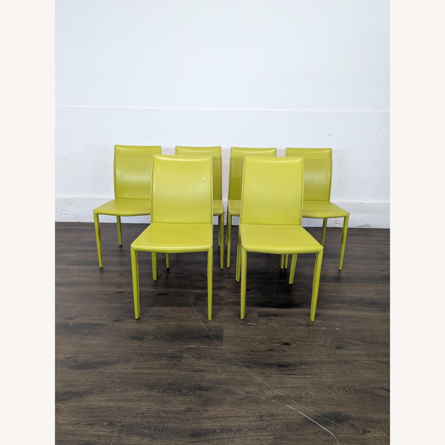 Set of Six Leather Dining Chairs - image-9