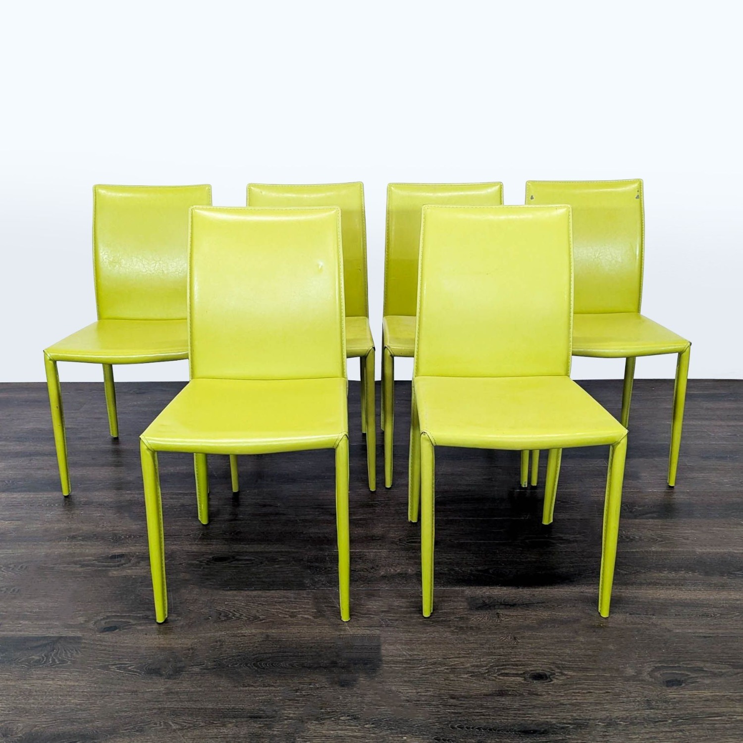 Set of Six Leather Dining Chairs - image-8