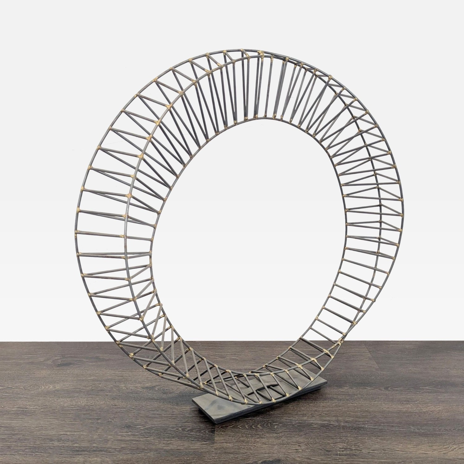 Modern Metal Circular Wire Sculpture Decor - image-3