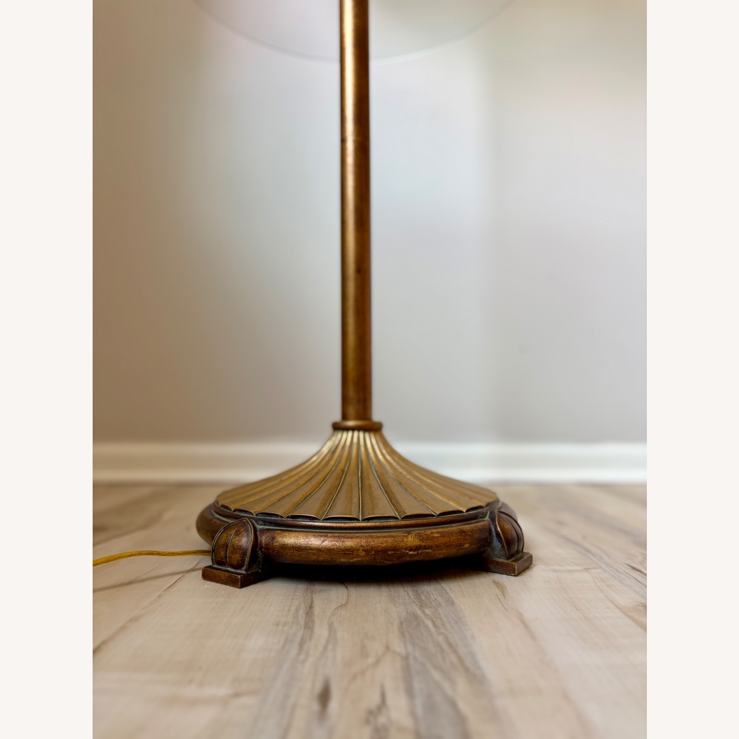 Pair Vintage Regency Brass Floor Tray Lamps - image-5