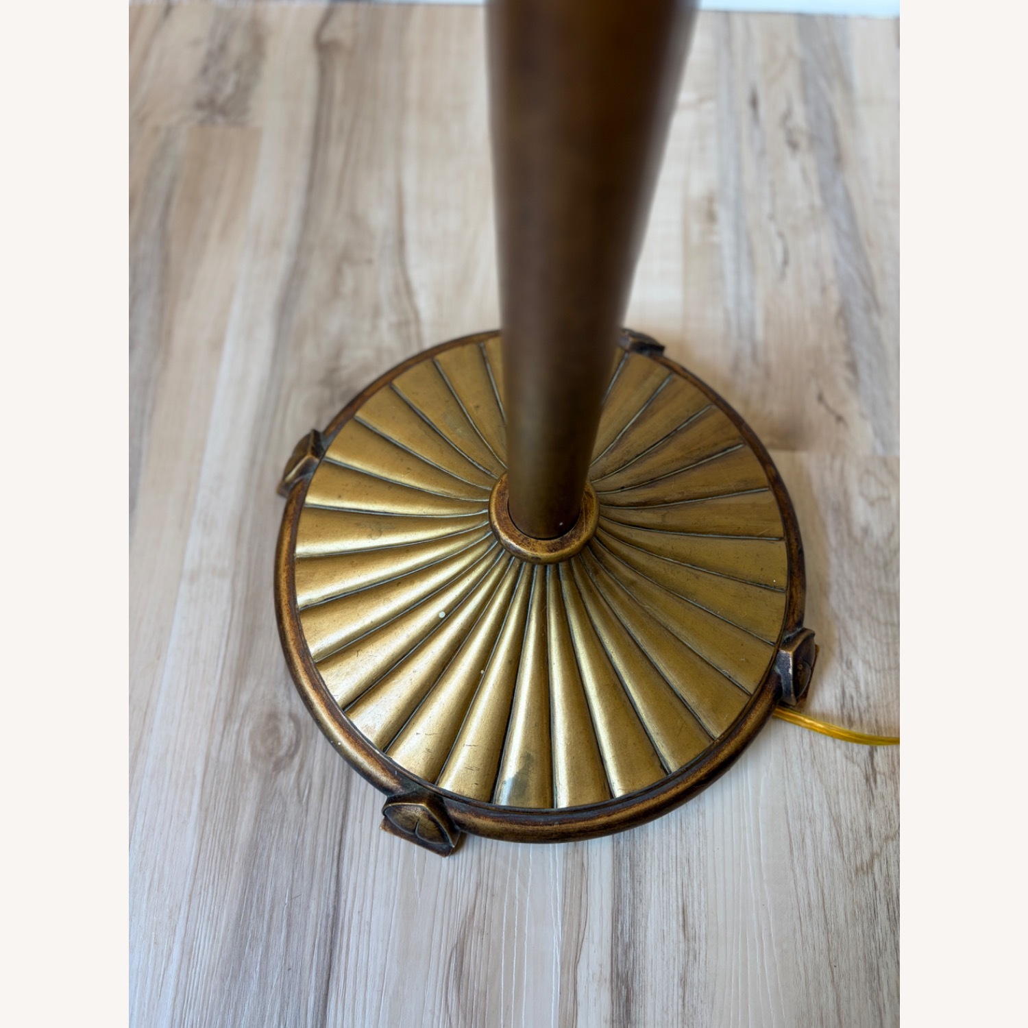 Pair Vintage Regency Brass Floor Tray Lamps - image-7