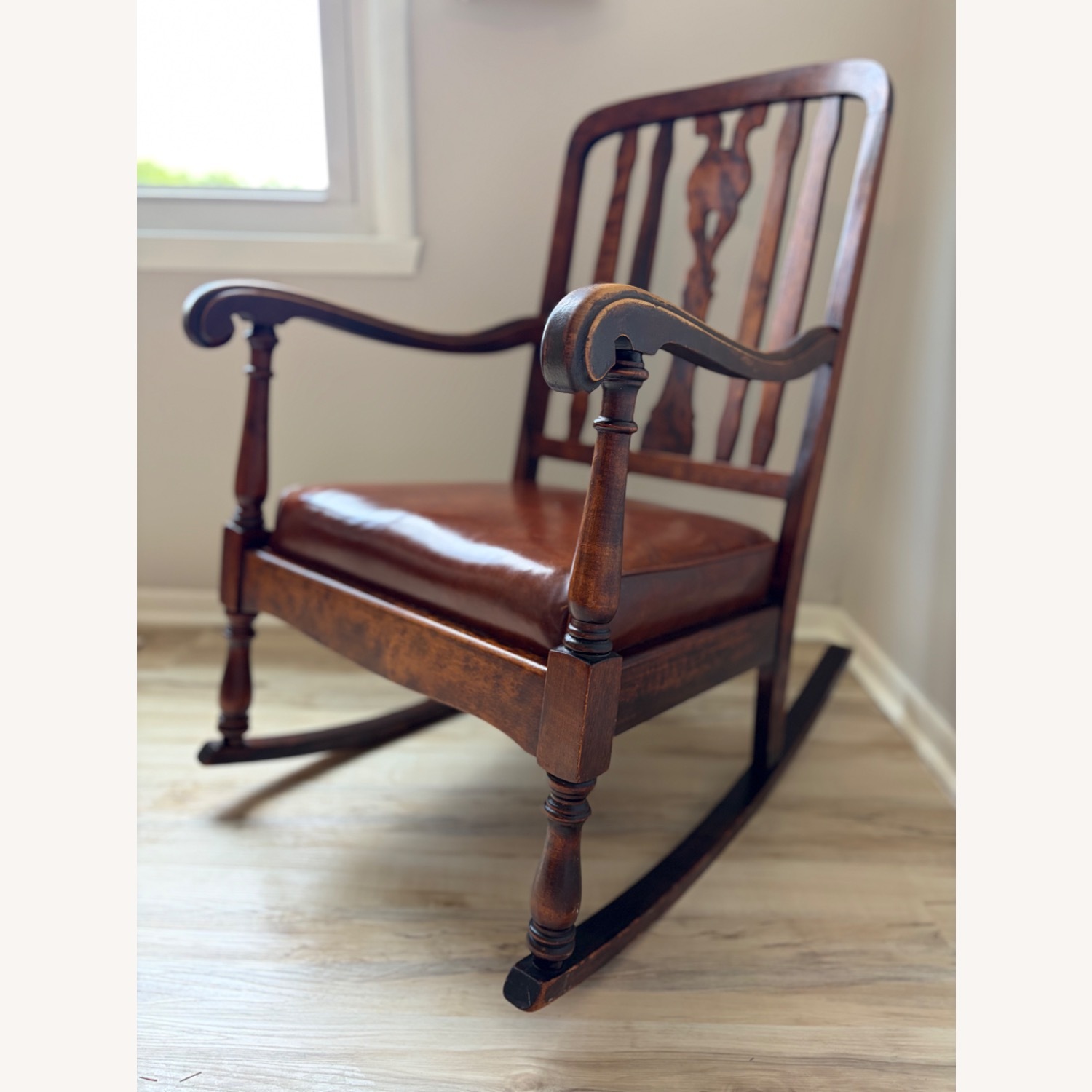 Antique Arts and Crafts Tiger Oak Rocking Chair - image-9