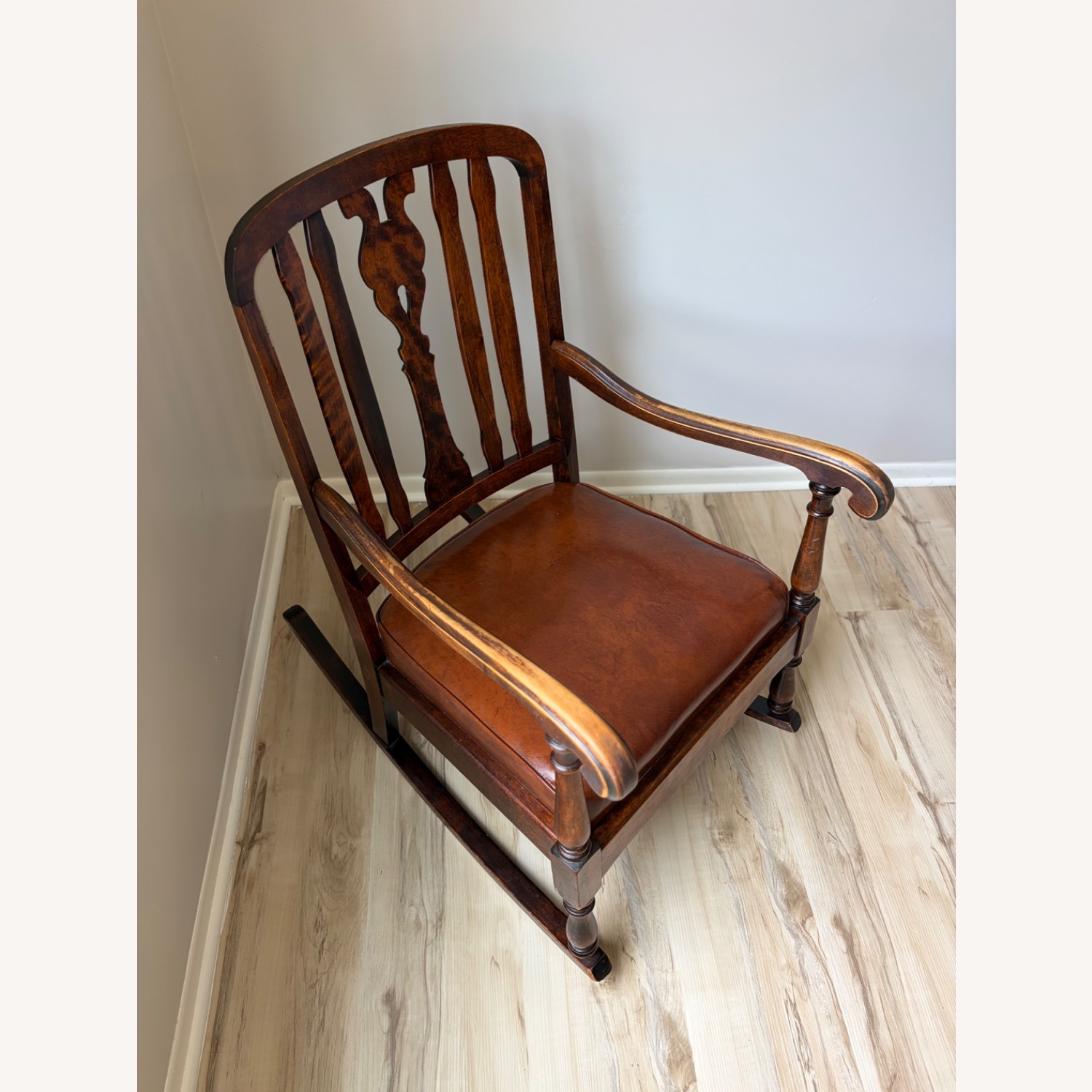Antique Arts and Crafts Tiger Oak Rocking Chair - image-8