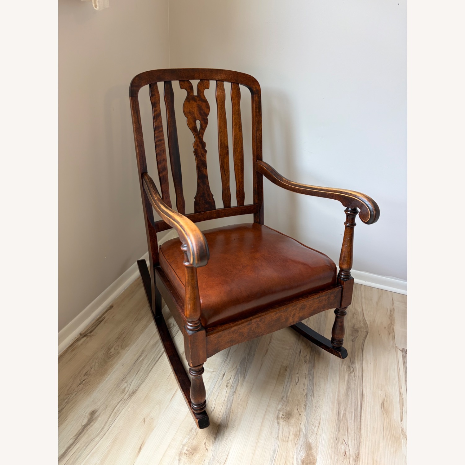 Antique Arts and Crafts Tiger Oak Rocking Chair - image-3