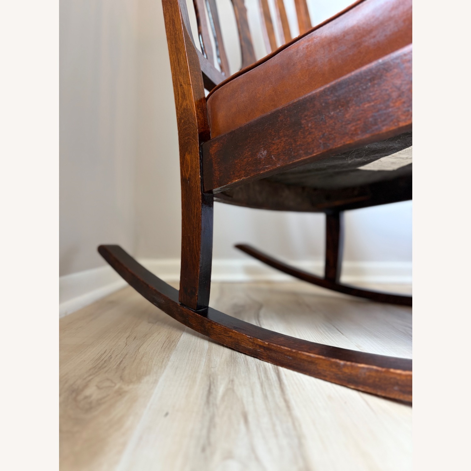 Antique Arts and Crafts Tiger Oak Rocking Chair - image-6