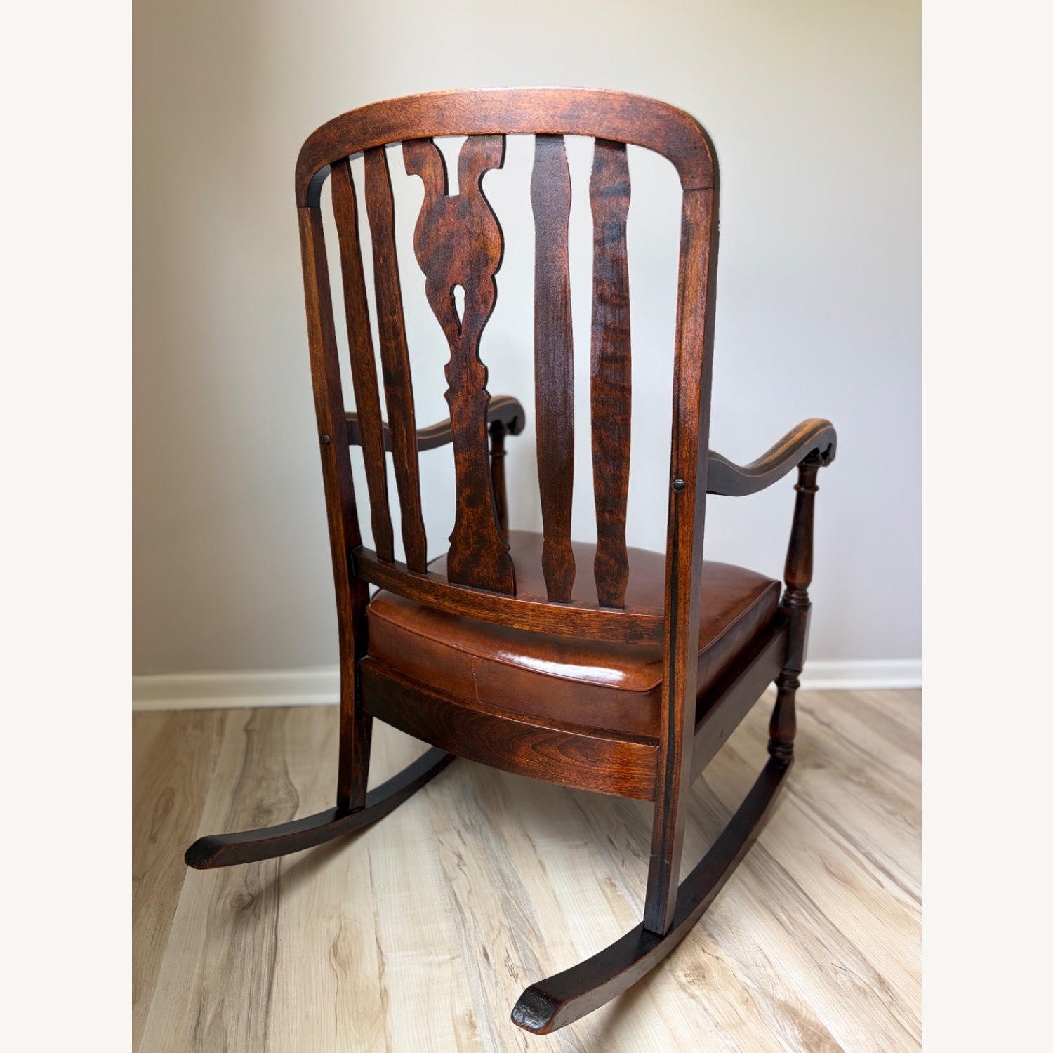 Antique Arts and Crafts Tiger Oak Rocking Chair - image-7