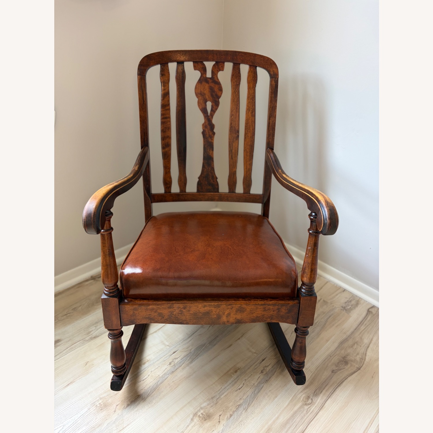 Antique Arts and Crafts Tiger Oak Rocking Chair - image-4