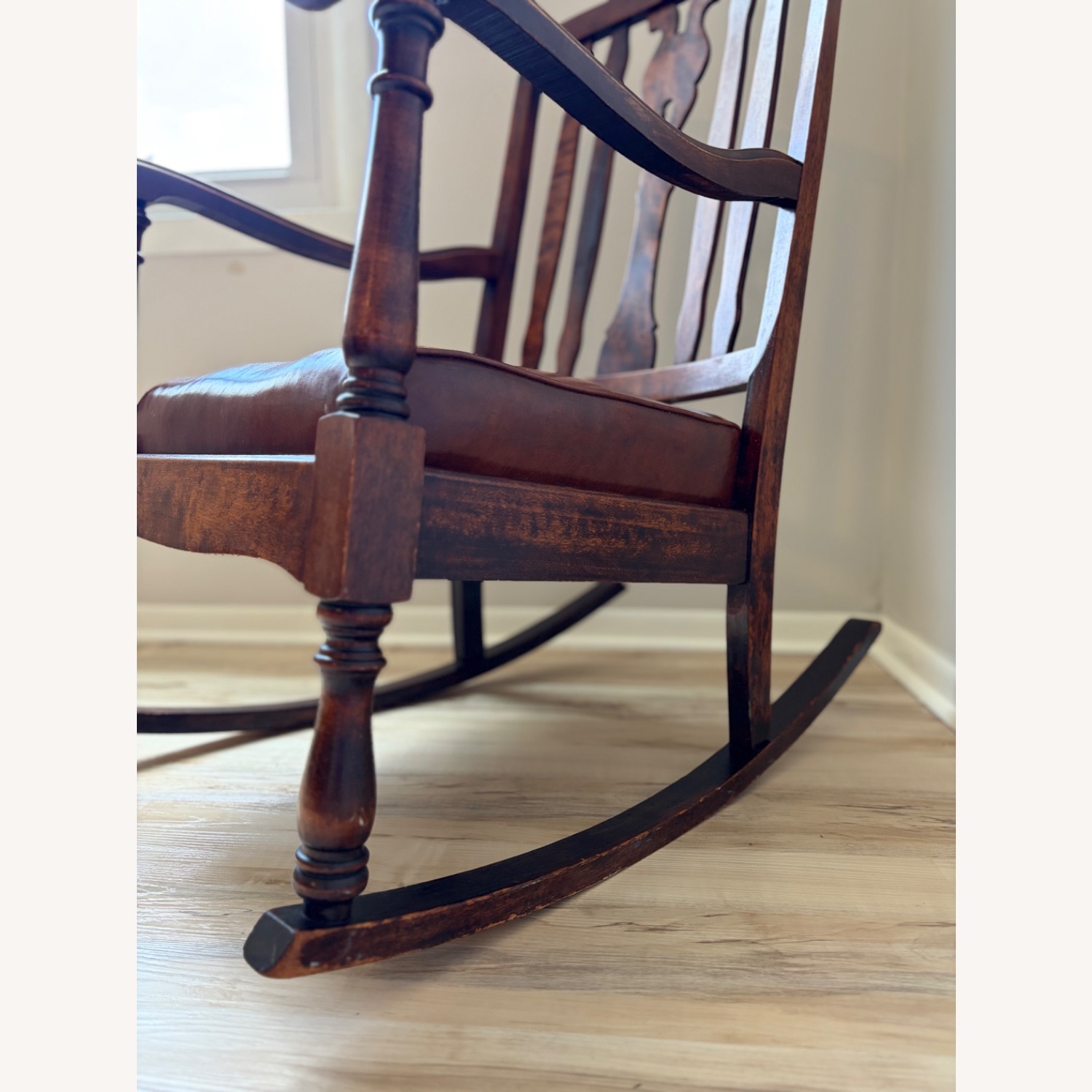 Antique Arts and Crafts Tiger Oak Rocking Chair - image-12