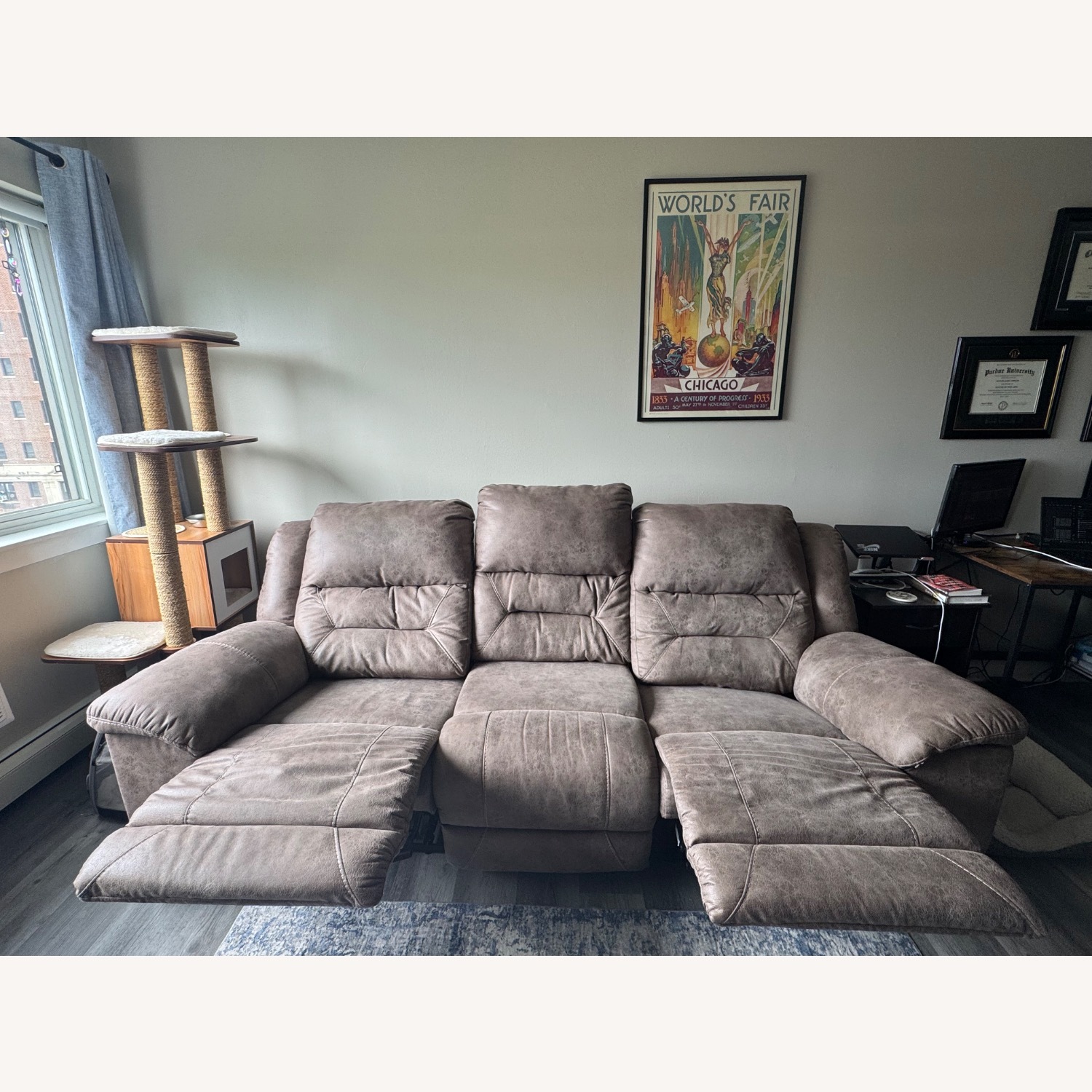 Light Brown Reclining Sofa - image-1