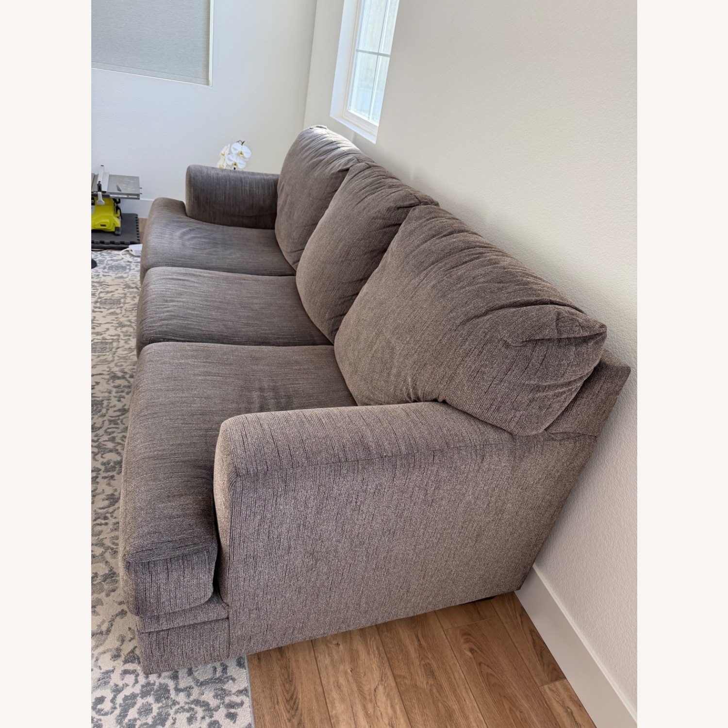 Living Spaces Light Gray Fabric 3+ Seater Sofa - image-2