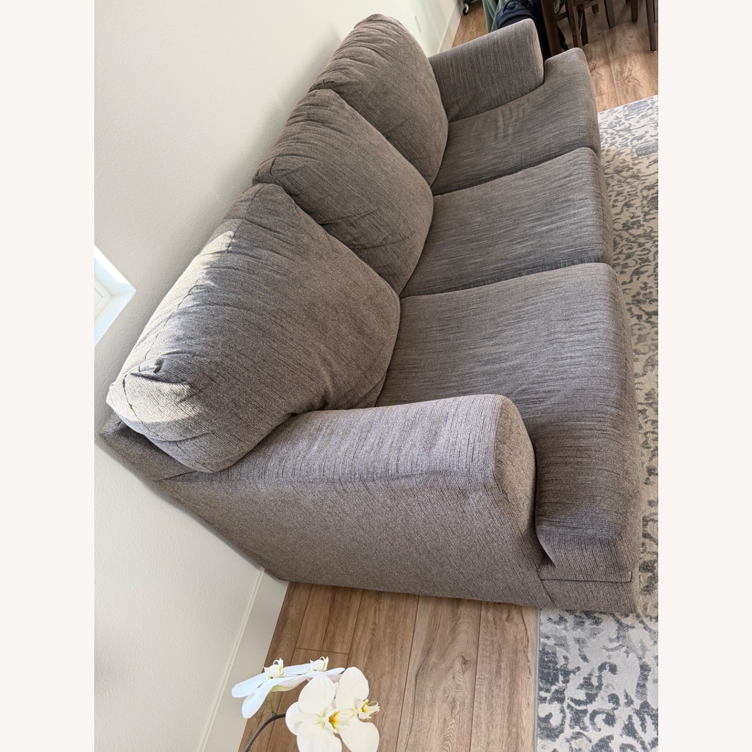 Living Spaces Light Gray Fabric 3+ Seater Sofa - image-3