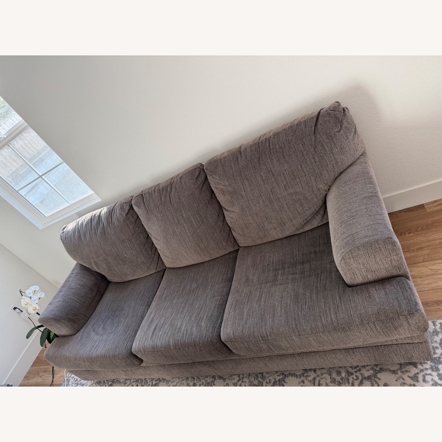 Living Spaces Light Gray Fabric 3+ Seater Sofa - image-1