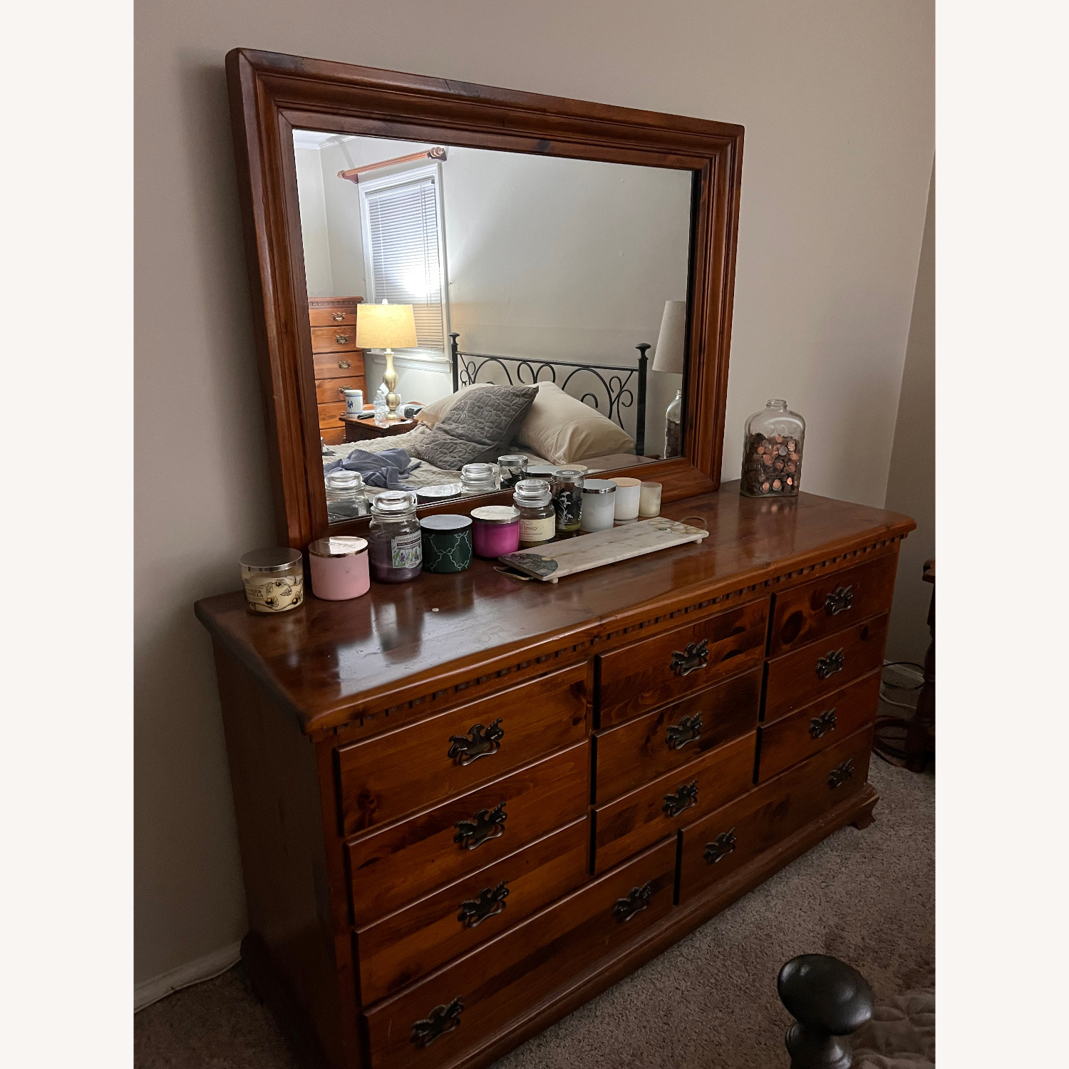 Vintage/Antique Finds Wood Dresser With Mirror - image-2