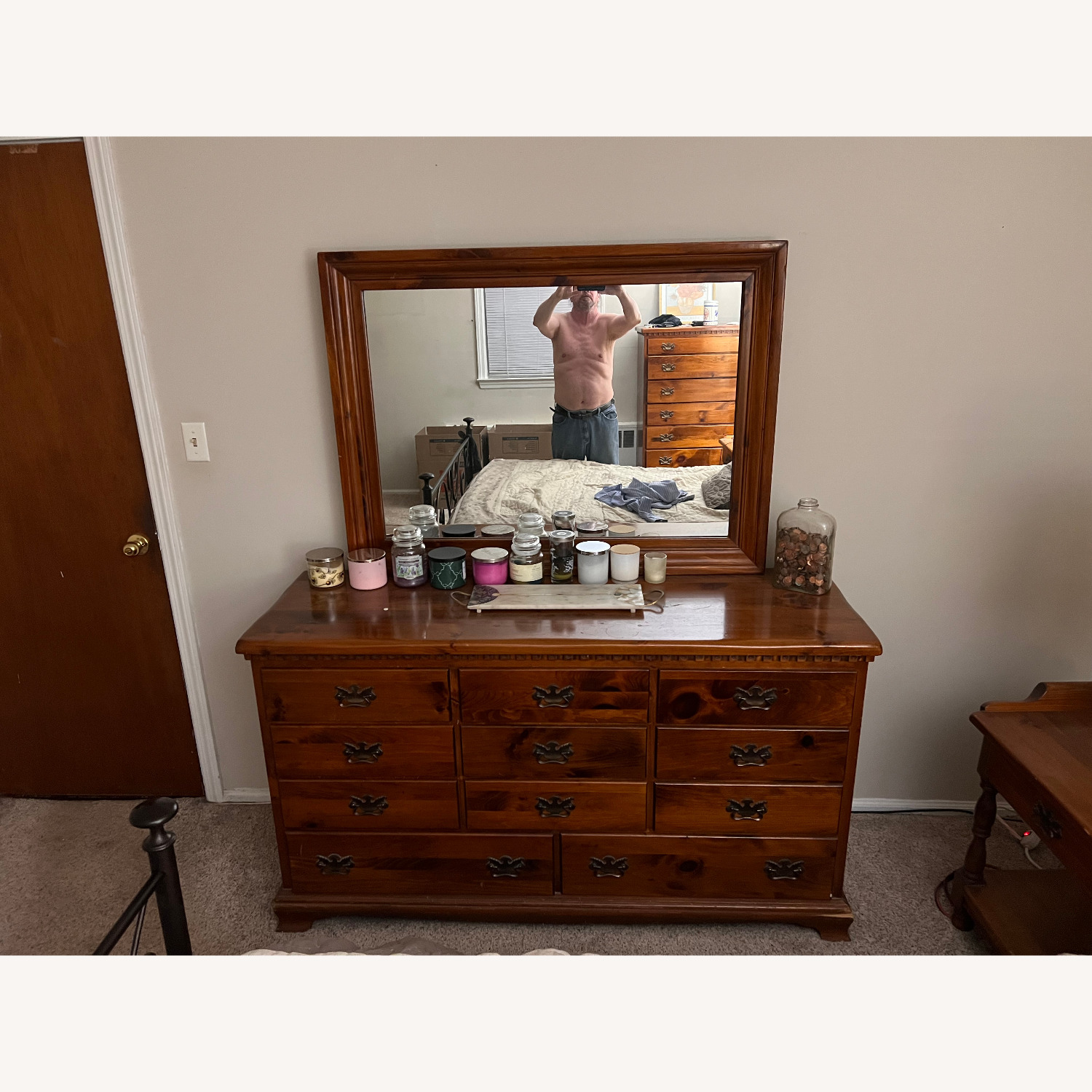 Vintage/Antique Finds Wood Dresser With Mirror - image-1