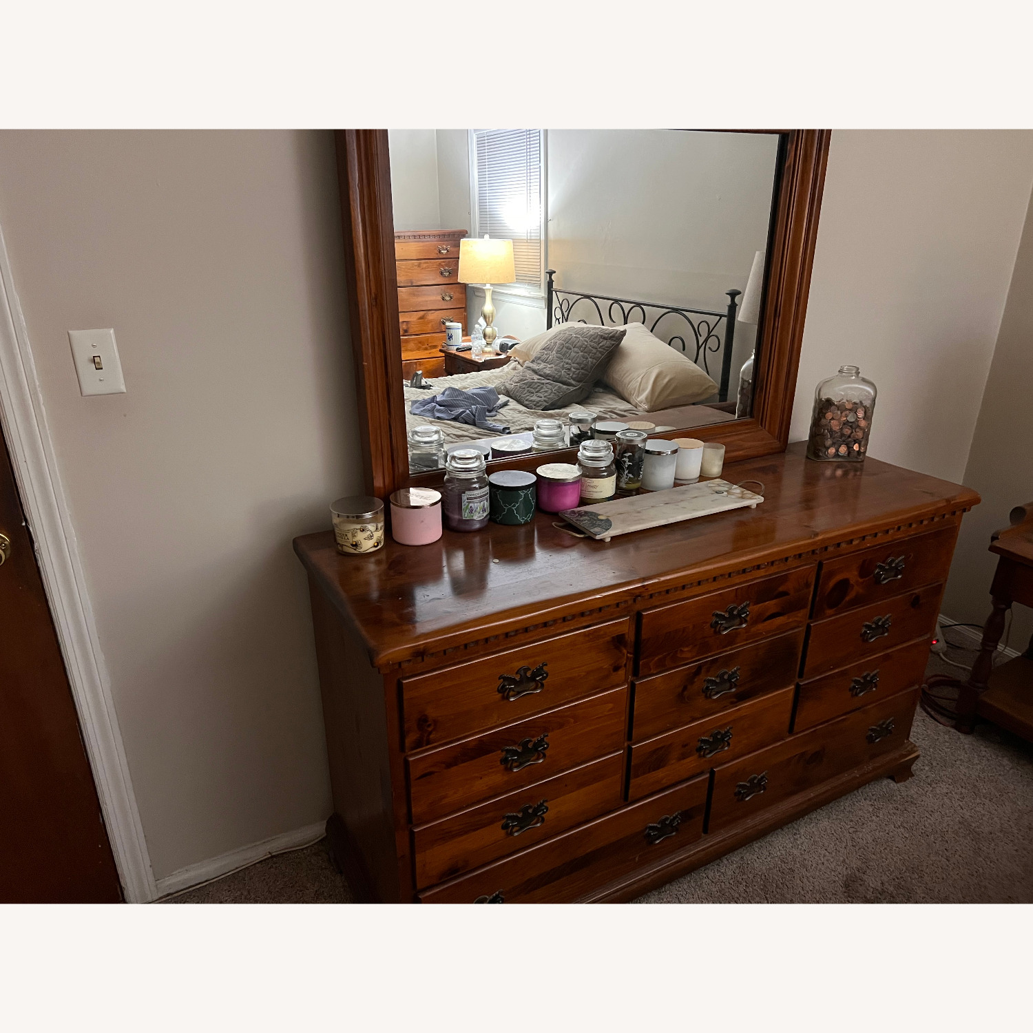 Vintage/Antique Finds Wood Dresser With Mirror - image-3