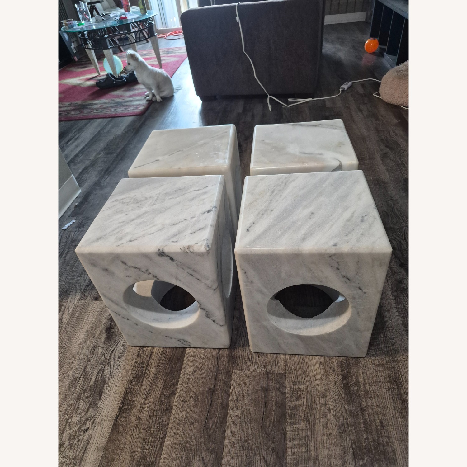 NOIR Furniture Merlin White Marble Side Tables - image-5