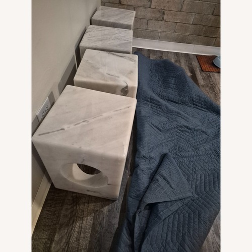 Used NOIR Furniture Merlin White Marble Side Tables for sale on AptDeco
