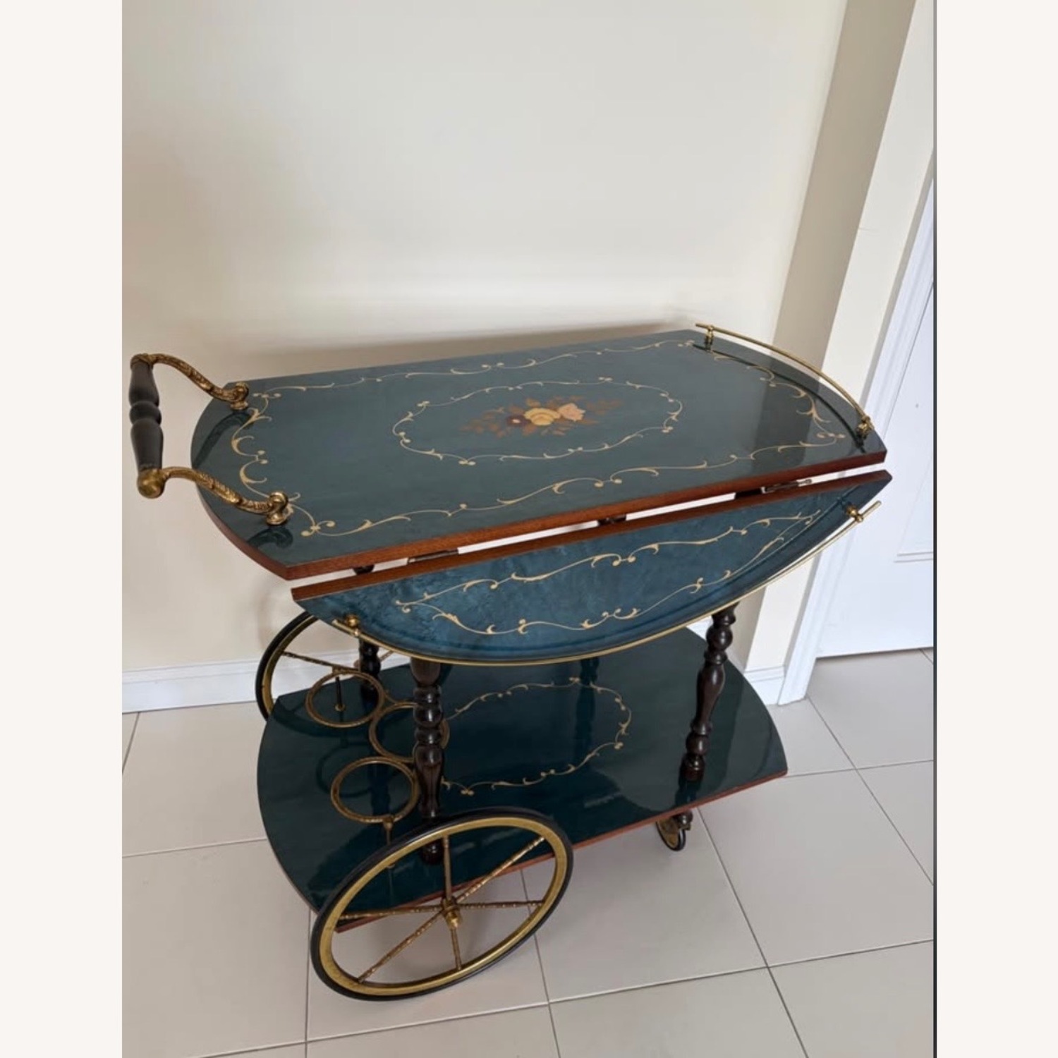 MINT NOS Vintage Italian Drop-leaf Bar Cart - image-1