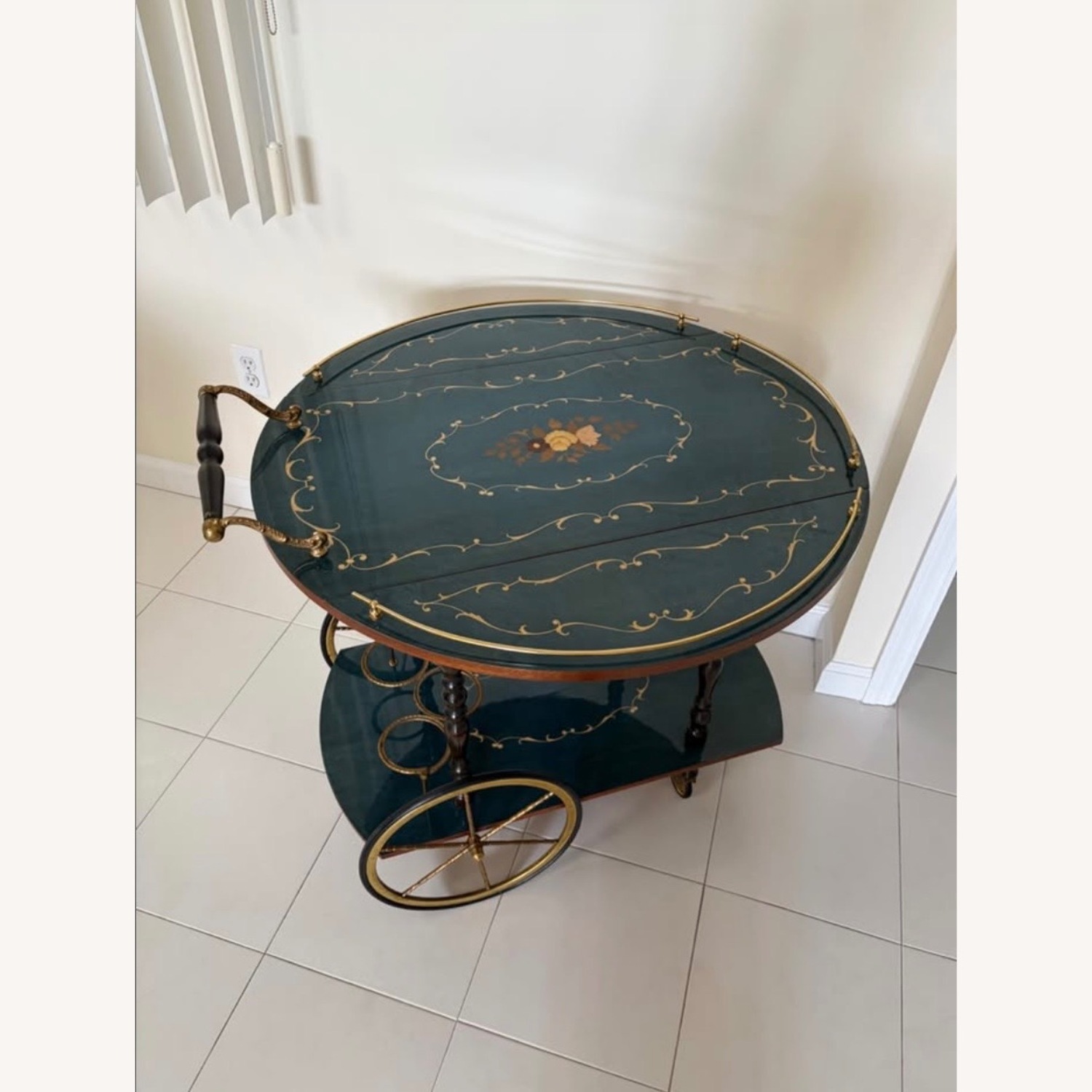 MINT NOS Vintage Italian Drop-leaf Bar Cart - image-4