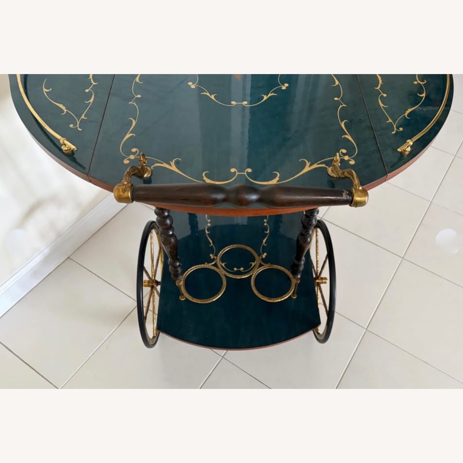 MINT NOS Vintage Italian Drop-leaf Bar Cart - image-6