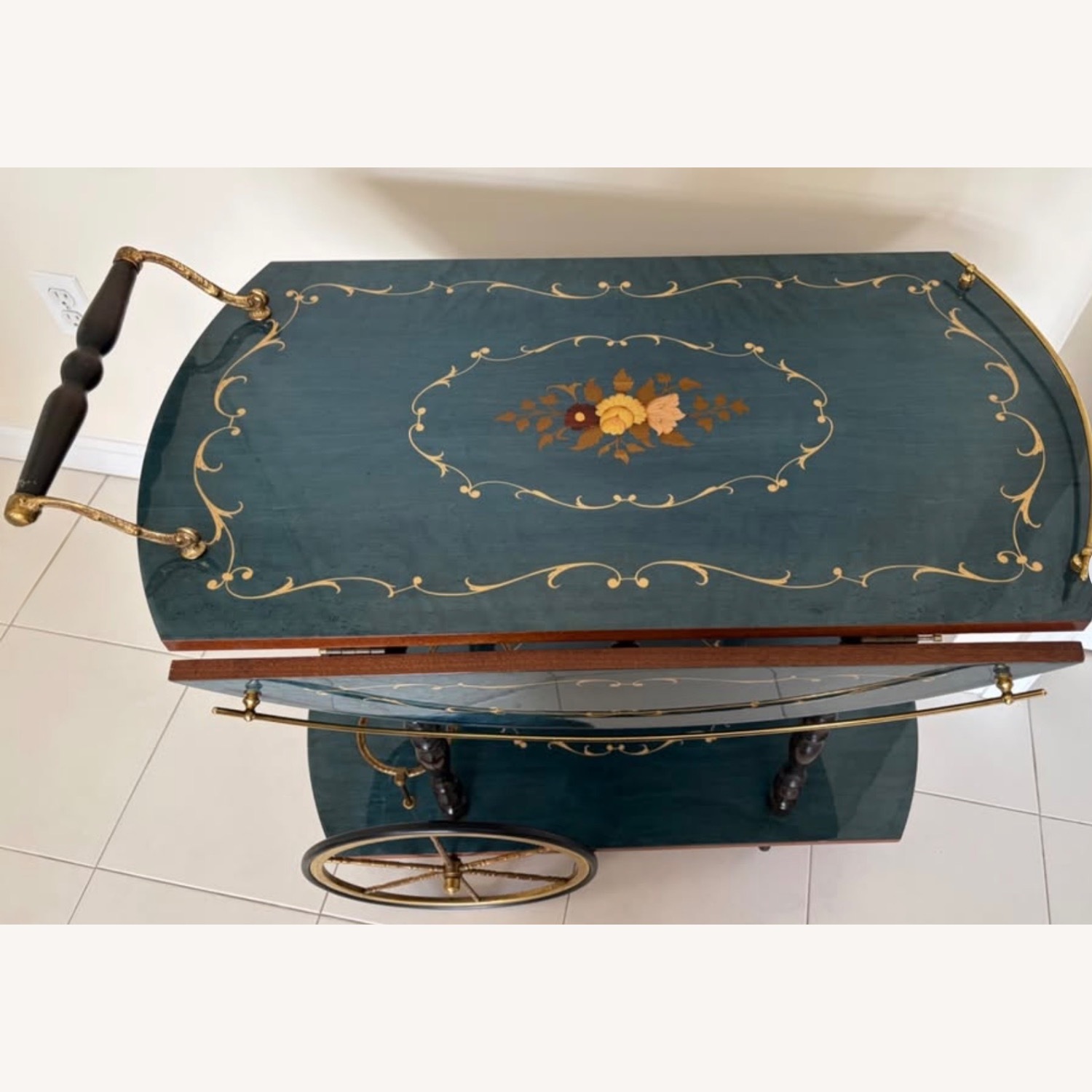 MINT NOS Vintage Italian Drop-leaf Bar Cart - image-5