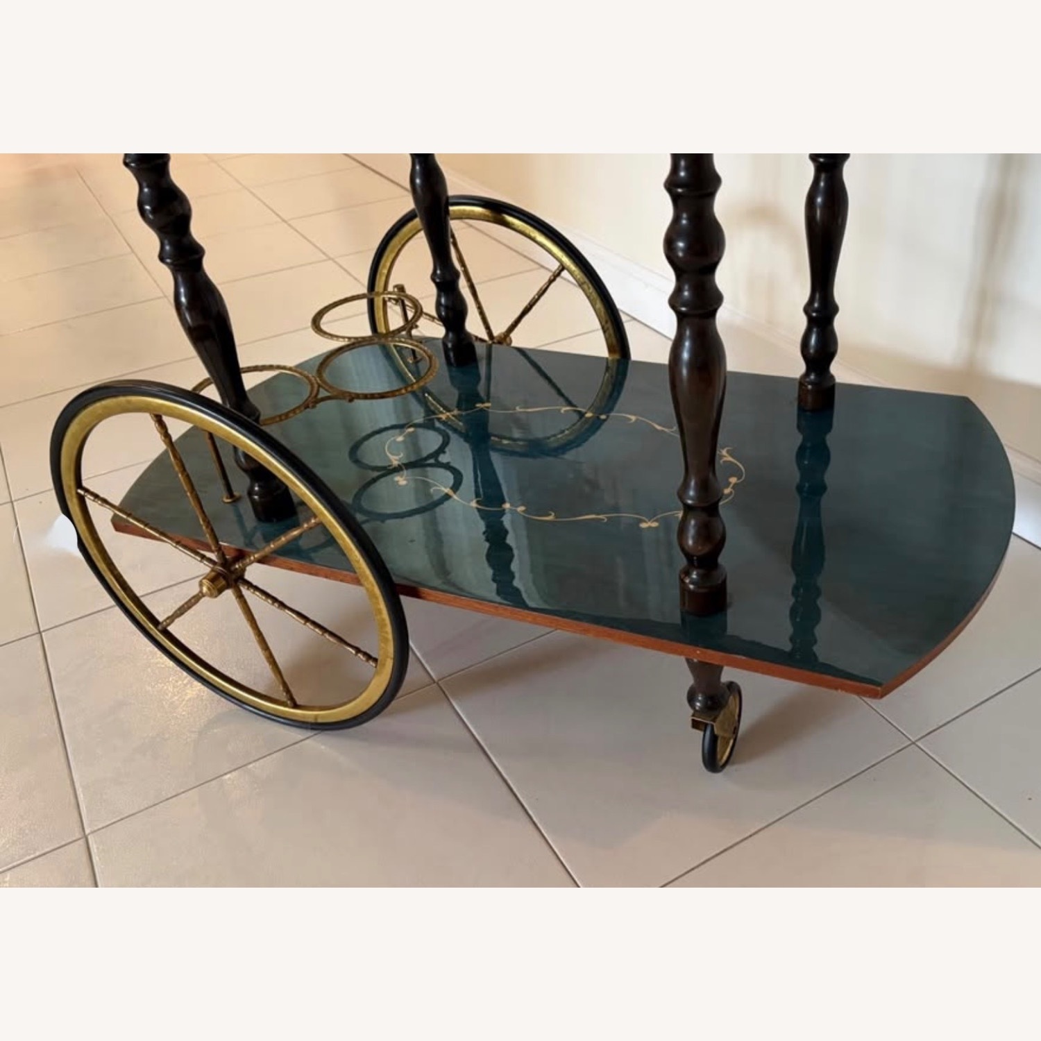 MINT NOS Vintage Italian Drop-leaf Bar Cart - image-7