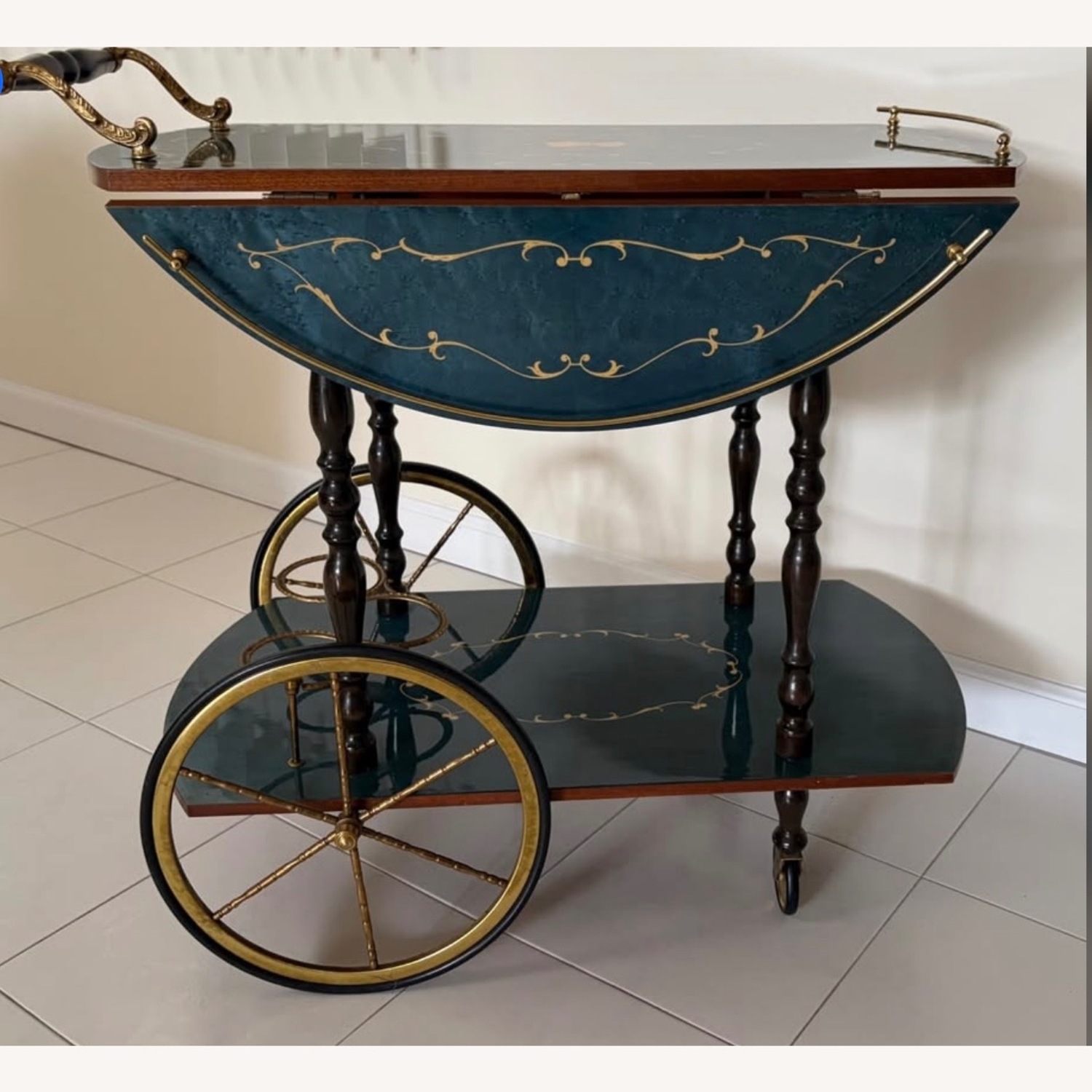 MINT NOS Vintage Italian Drop-leaf Bar Cart - image-3