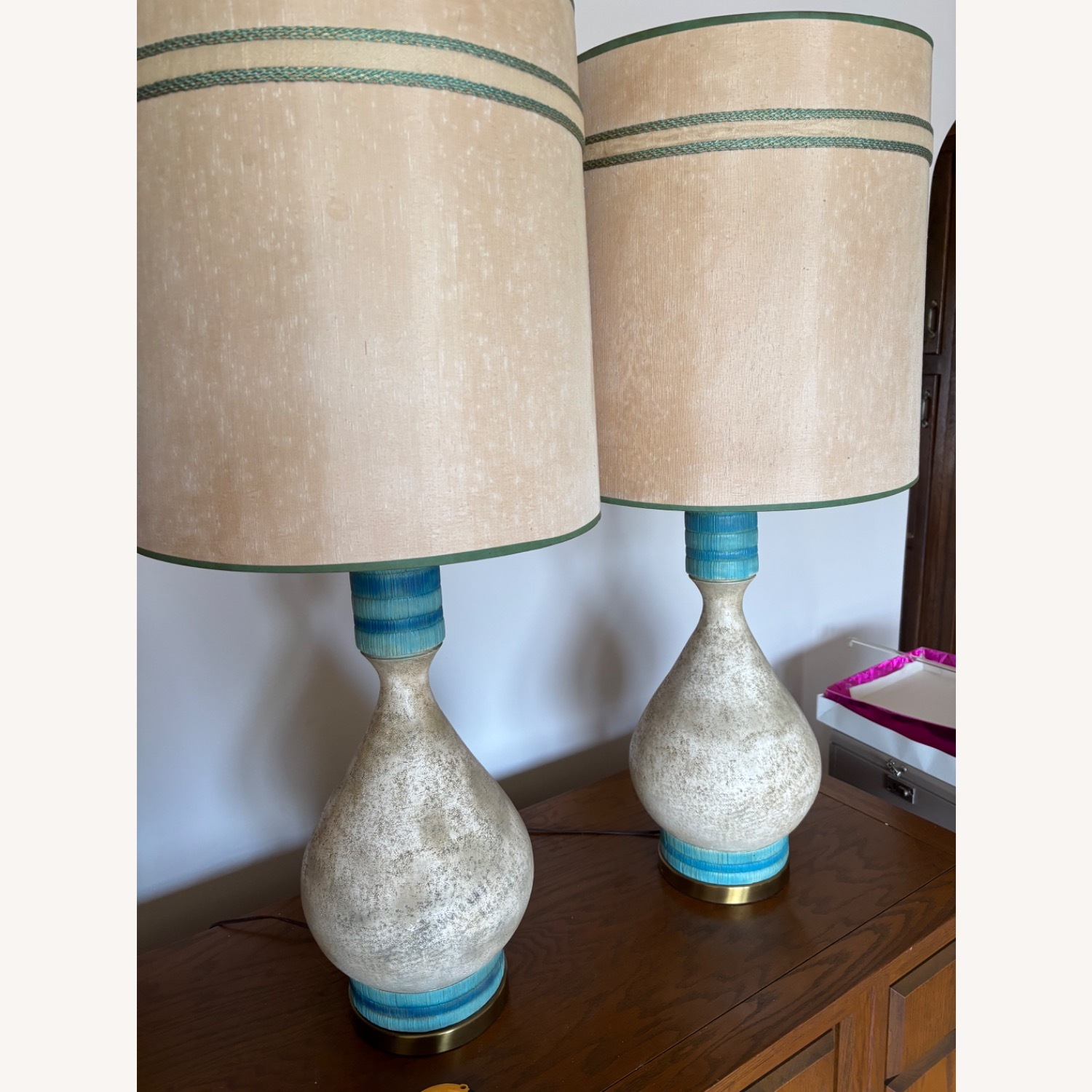 Vintage/Antique Finds -Oversized White Table Lamps - image-1