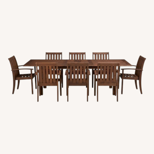 Used Pottery Barn Dark Brown Wood Patio Furniture for sale on AptDeco