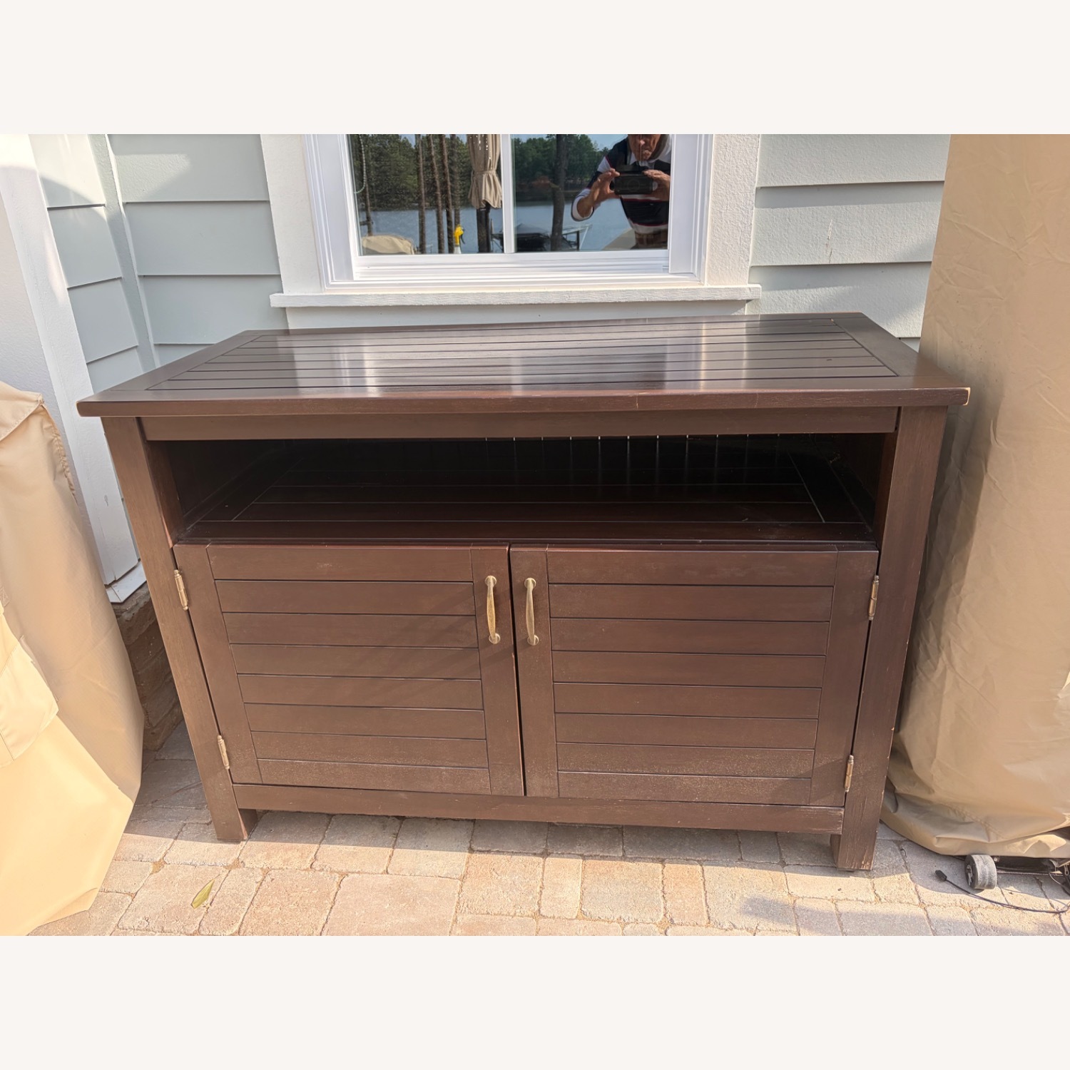 Pottery Barn Dark Brown Wood Patio Furniture - image-3