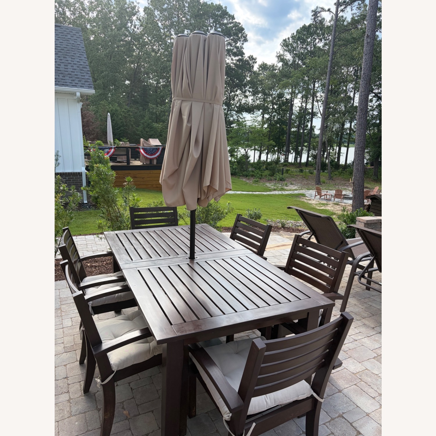 Pottery Barn Dark Brown Wood Patio Furniture - image-2