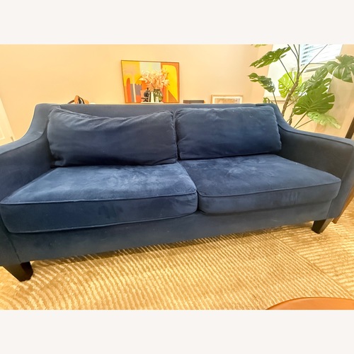 Used West Elm Paidge Blue Velvet 2 Seater Sofa for sale on AptDeco