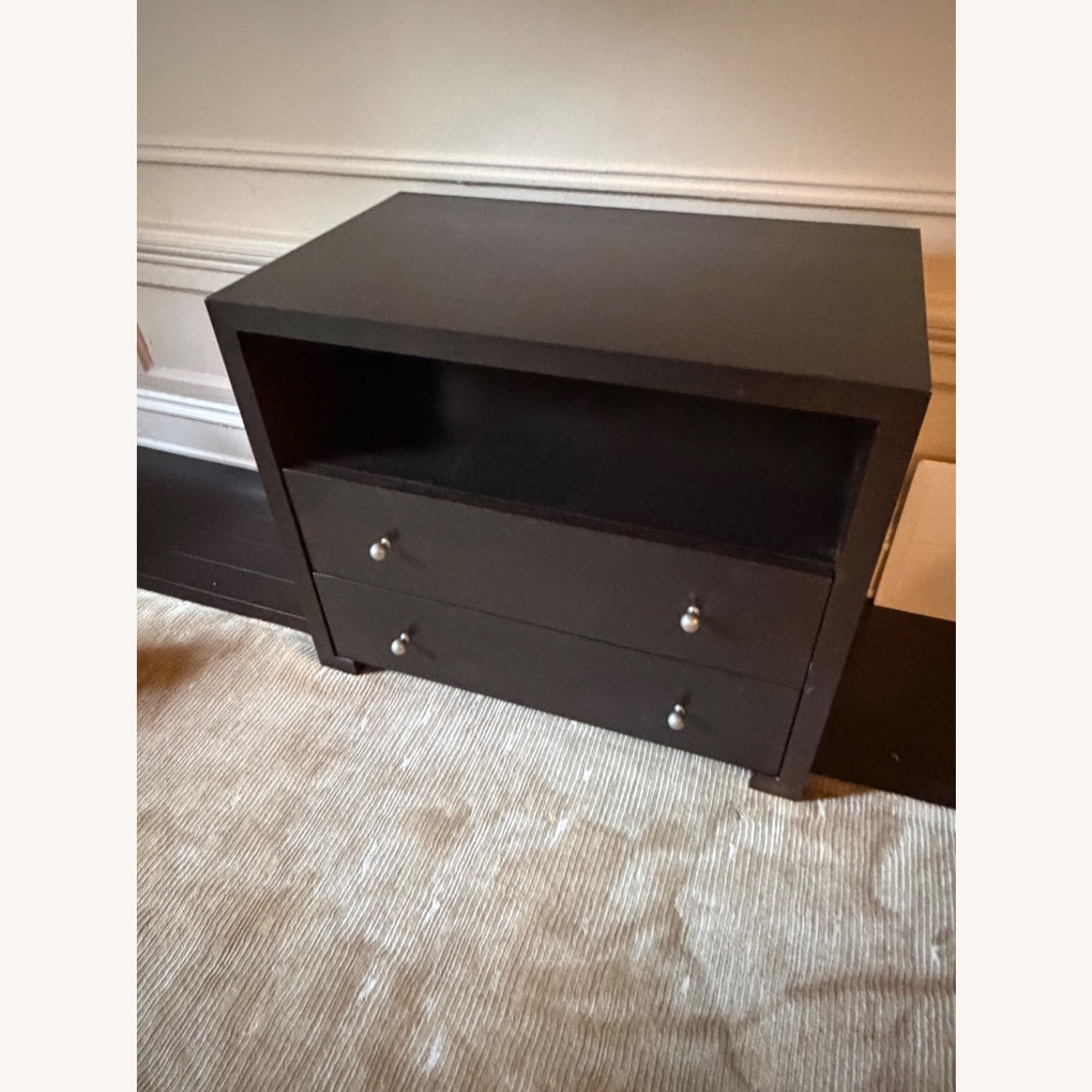 Dark Brown Wood Nightstand - image-1