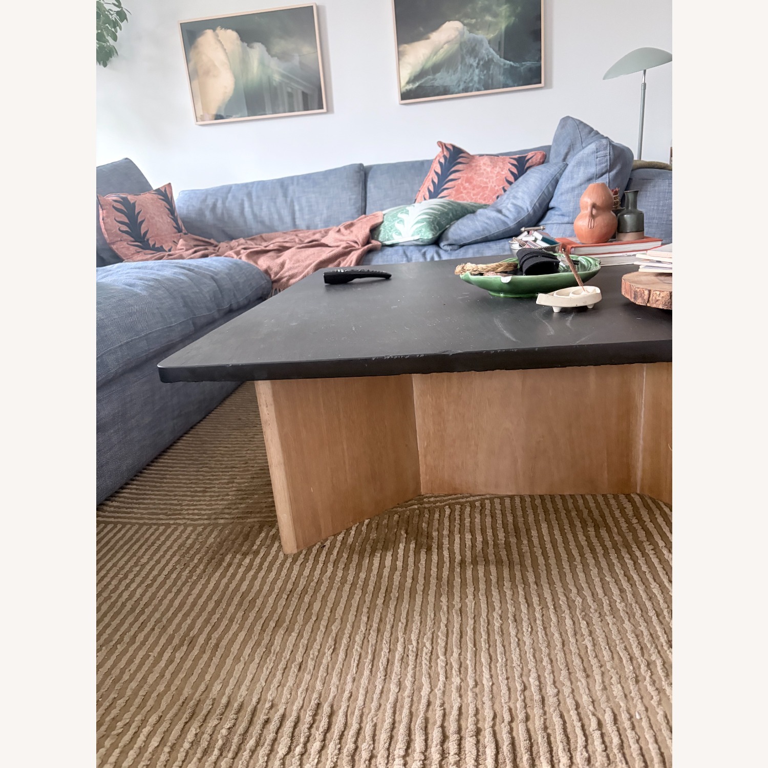 Vintage/Antique Black Stone Coffee Table - image-3
