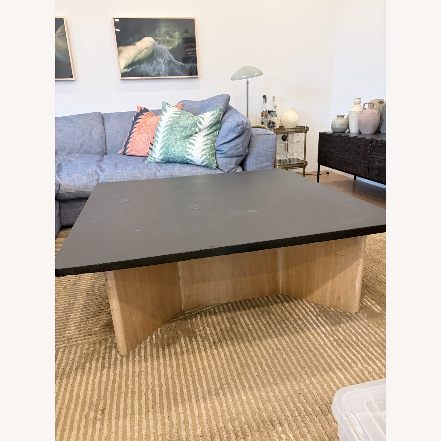 Vintage/Antique Black Stone Coffee Table - image-4