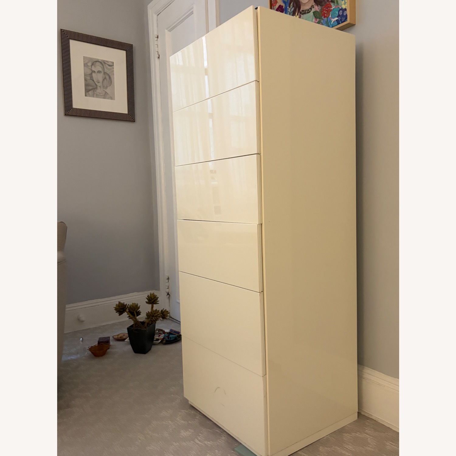 Narrow Glossy White Dresser - image-2