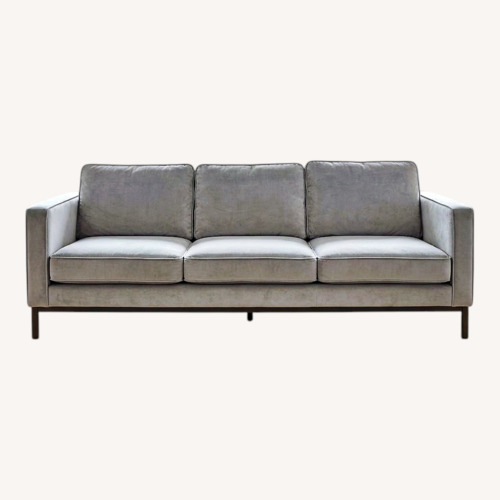 Used Living Spaces Fairfax Grey Velvet Couch  for sale on AptDeco