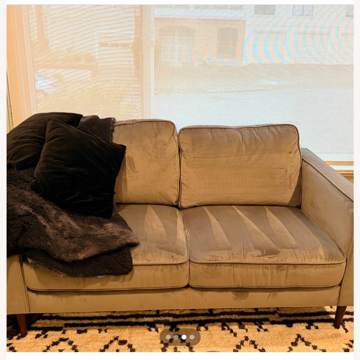Living Spaces Fairfax Grey Velvet Couch  - image-3