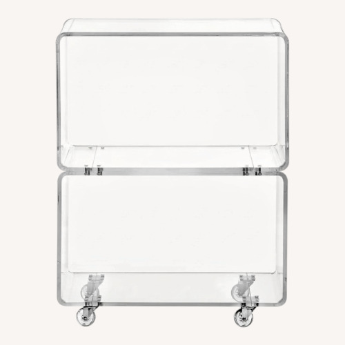 Used CB2 Peekaboo Acrylic Rolling Two Shelf Cart for sale on AptDeco