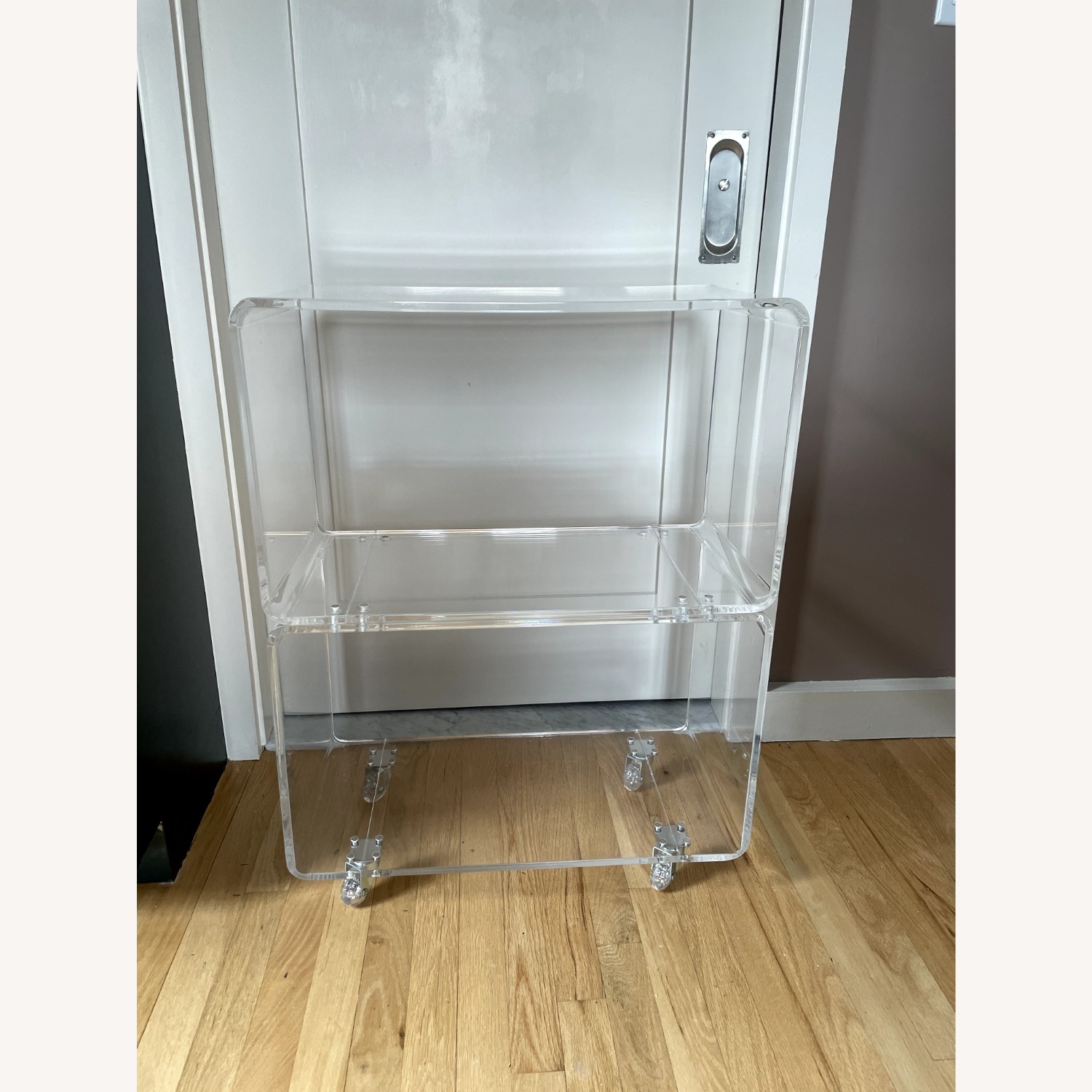 CB2 Peekaboo Acrylic Rolling Two Shelf Cart - image-4