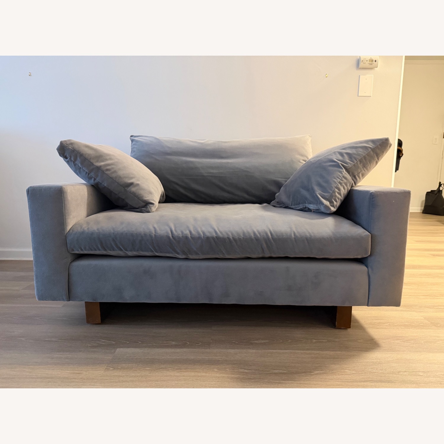 West Elm Harmony Chair and a Half Graphite Velvet - image-1