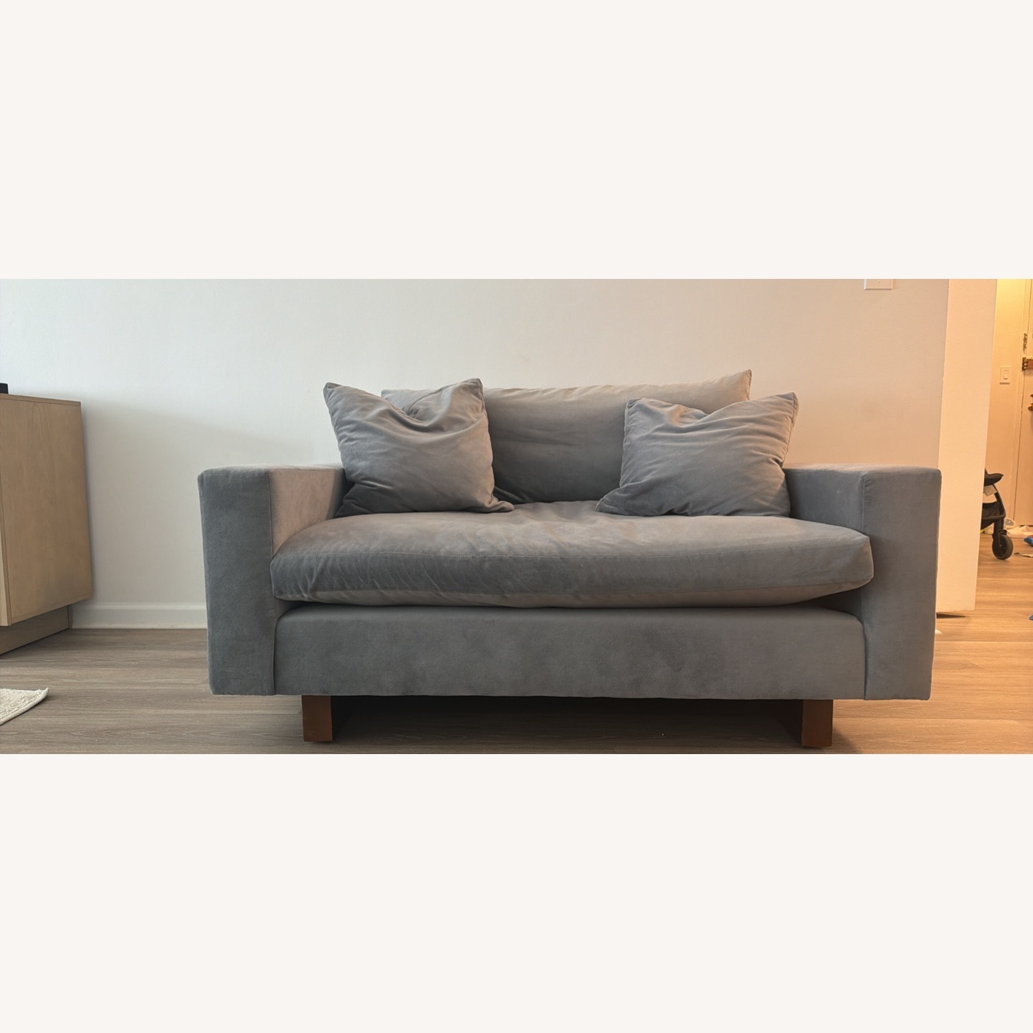 West Elm Harmony Chair and a Half Graphite Velvet - image-5