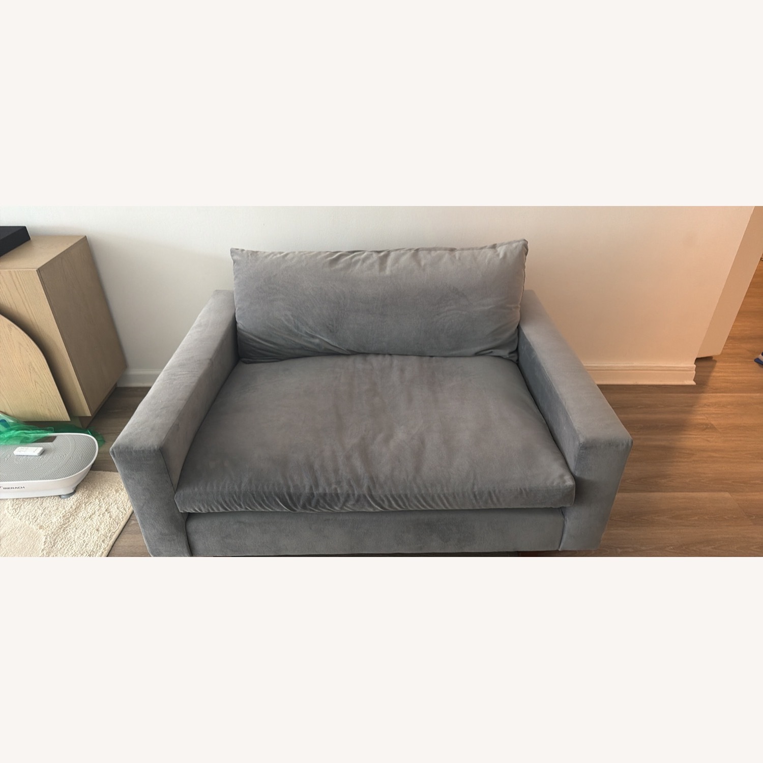 West Elm Harmony Chair and a Half Graphite Velvet - image-6