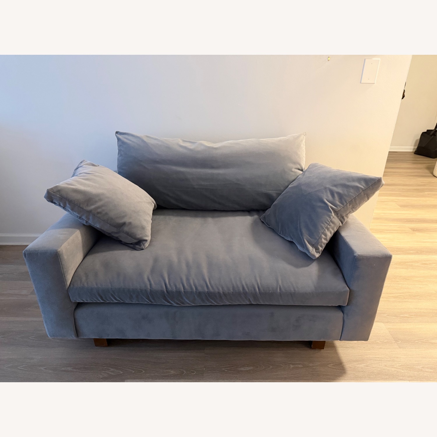 West Elm Harmony Chair and a Half Graphite Velvet - image-2